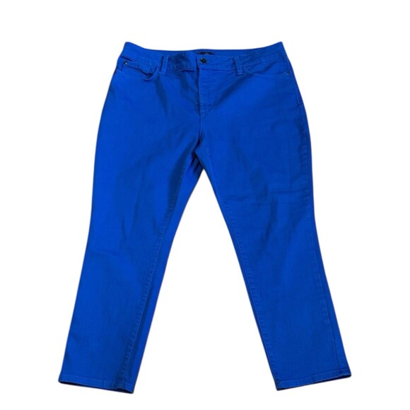 NYDJ Ankle Jeans Size 14P Blue Lift Tuck Technology Stretch Slim Fit Pant Bold - Picture 1 of 10